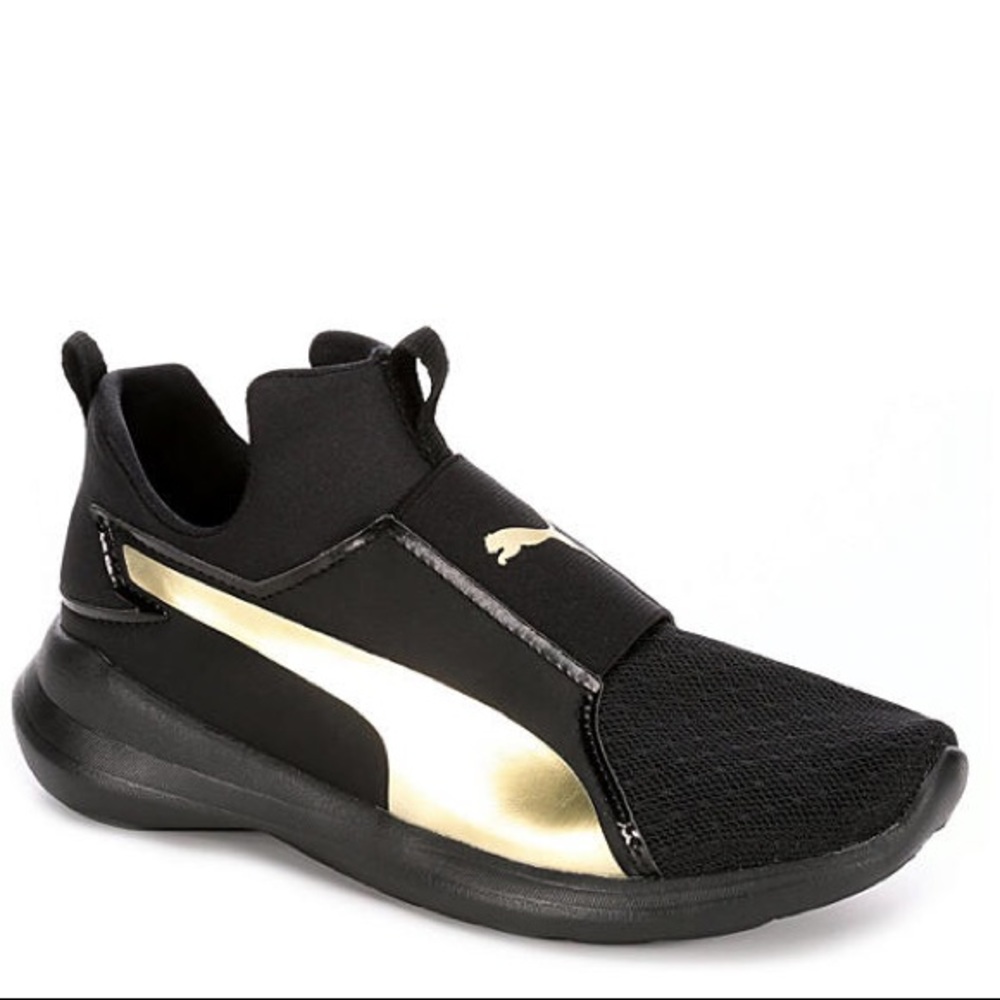 Puma Women’s Rebel Mid Sneaker // Black & Gold✨✨